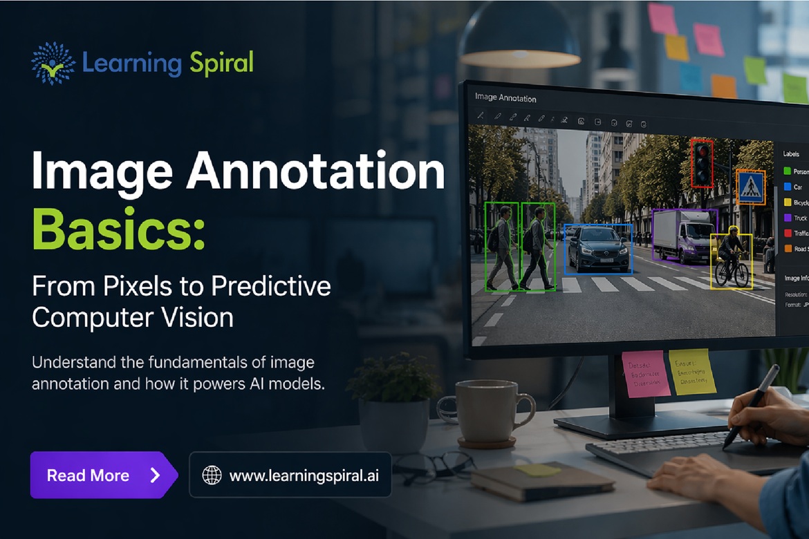 Image annotation for computer vision showing bounding boxes, segmentation and labeled objects for AI training